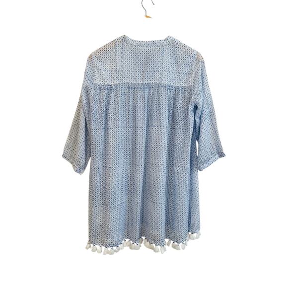 NEW Roller Rabbit Surry Serafina Boho Peasant Cotton Tunic Blouse Tassels Small - Picture 7 of 10